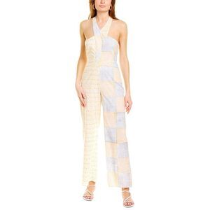 Ash & Eden Womens  Sarah Halter Neck Jumpsuit, Yellow